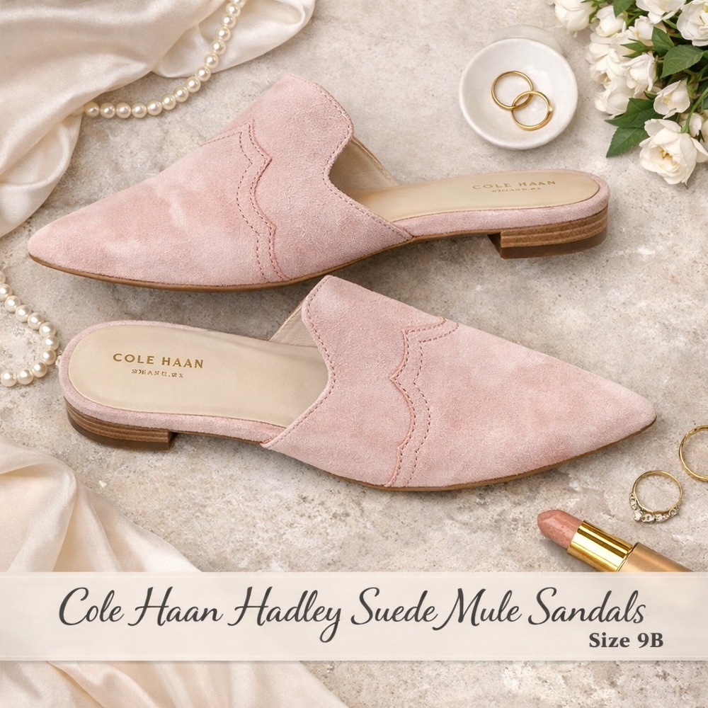 Cole Haan Hadley Suede Mule Sandals Pink Size 9B